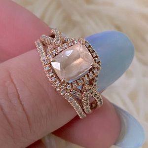 Morganite Diamond and Rose Gold Ring
